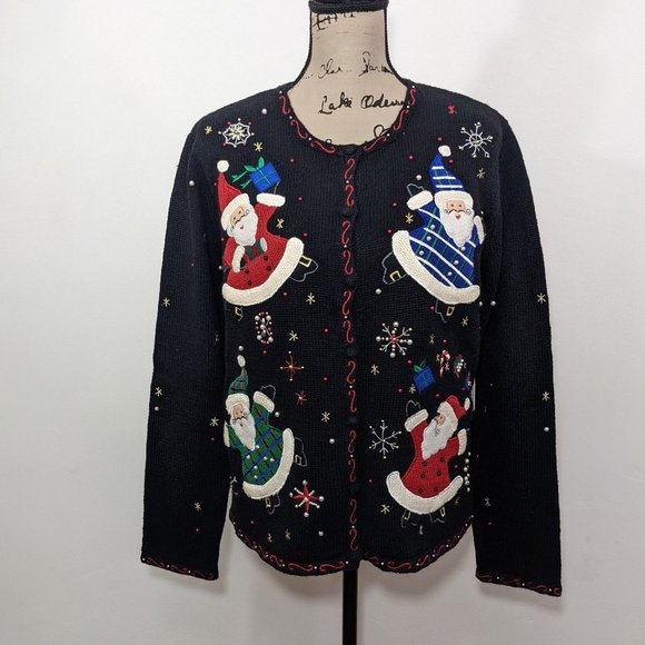 NWT DESIGNERS ORIGINALS STUDIO Ugly Christmas Sweater Holiday Santa M - Picture 1 of 9
